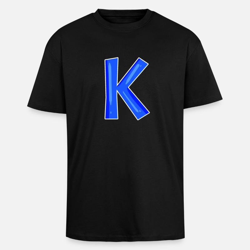 Lettre K - Lettre initiale K - T-shirt unisexe oversize épais - noir
