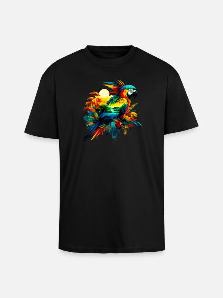 Perroquet - T-shirt unisexe oversize épais - noir