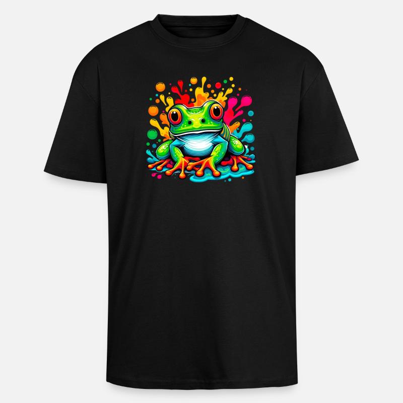 Frosch - Oversized Heavyweight Unisex T-Shirt - Schwarz