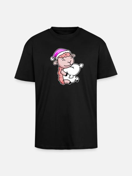 Sheep Tired Sleeping Sleeping Girl - Unisex Oversized Heavyweight T-shirt - black