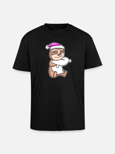 Sloth Tired Sleeping Sleeping Girl - Unisex Oversized Heavyweight T-shirt - black