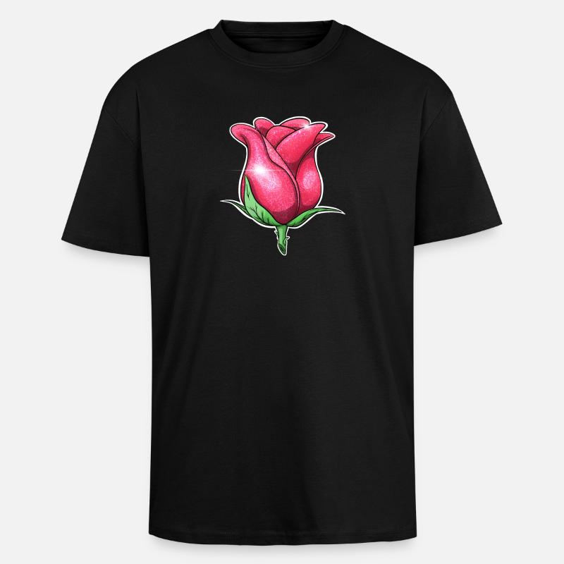 Glitzer Rosa Rose Illustration - Oversized Heavyweight Unisex T-Shirt - Schwarz