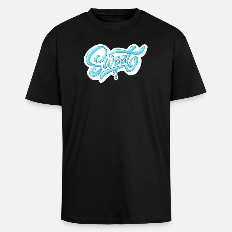 Cold Sweet Script Design - Unisex Oversized Heavyweight T-shirt - black