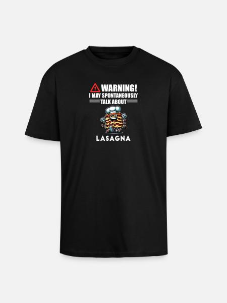 Attention ! lasagnes - T-shirt unisexe oversize épais - noir