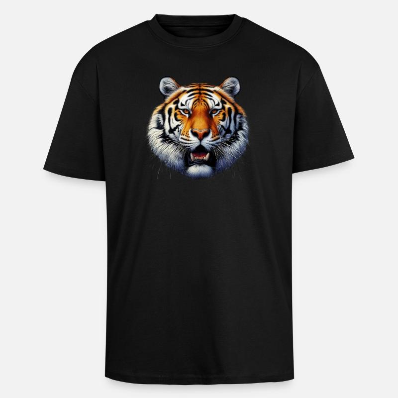 Tiger - Oversized Heavyweight Unisex T-Shirt - Schwarz