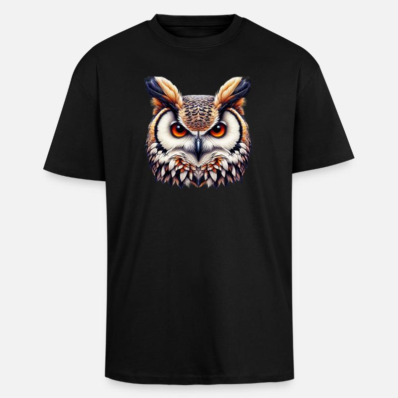 Eule - Oversized Heavyweight Unisex T-Shirt - Schwarz
