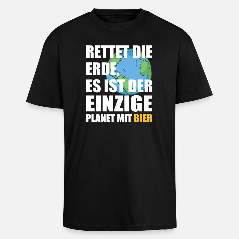 Bier Planet Retten - Oversized Heavyweight Unisex T-Shirt - Schwarz