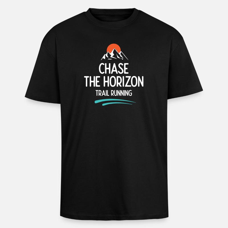 Trailrunning - Jagd auf den Horizont - Oversized Heavyweight Unisex T-Shirt - Schwarz
