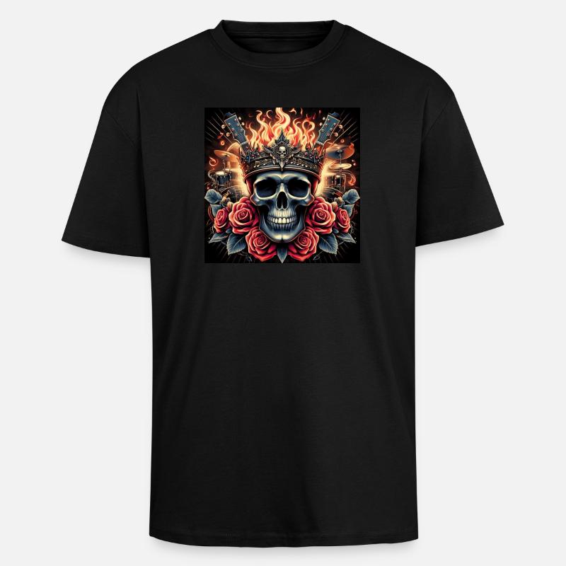 Brennender Schädel - Oversized Heavyweight Unisex T-Shirt - Schwarz