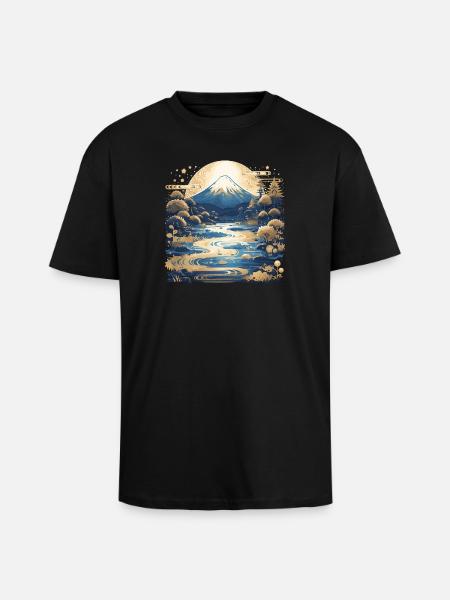 Mount Fuji - Unisex Oversized Heavyweight T-shirt - black