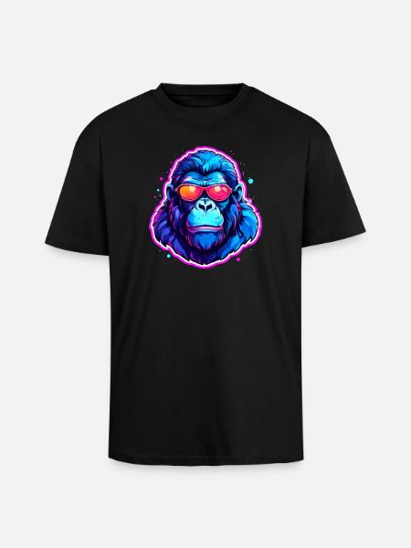 A cool gorilla with sunglasses - Unisex Oversized Heavyweight T-shirt - black