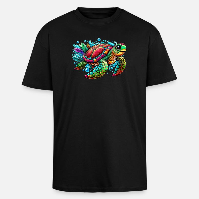 Tortue - T-shirt unisexe oversize épais - noir