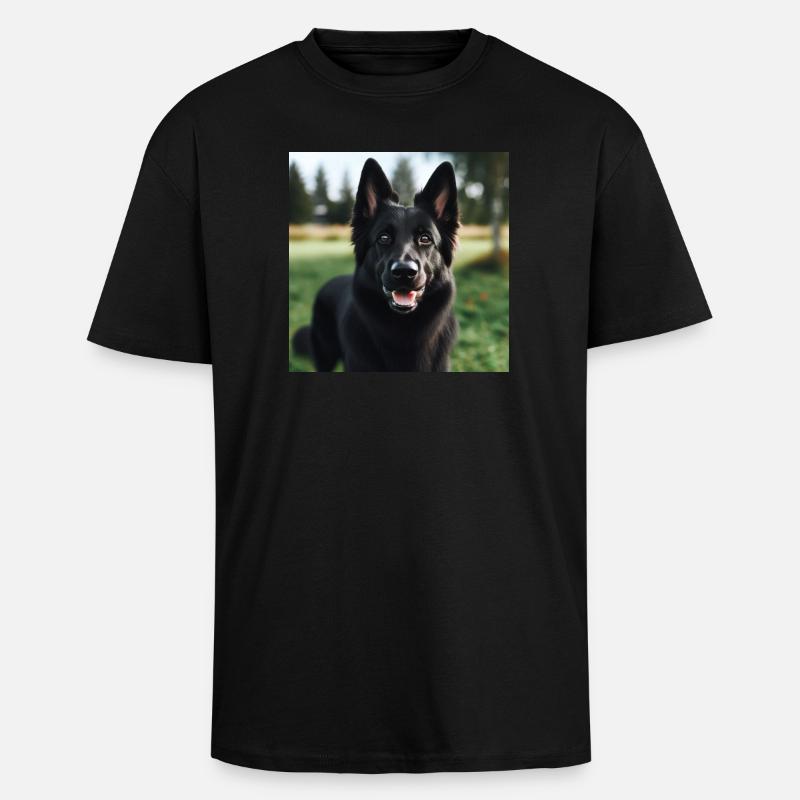 Schwarzer Deutscher Schäferhund - Oversized Heavyweight Unisex T-Shirt - Schwarz
