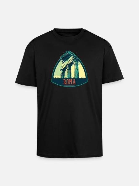 Illustration antiker Ruinen in Rom - Oversized Heavyweight Unisex T-Shirt - Schwarz