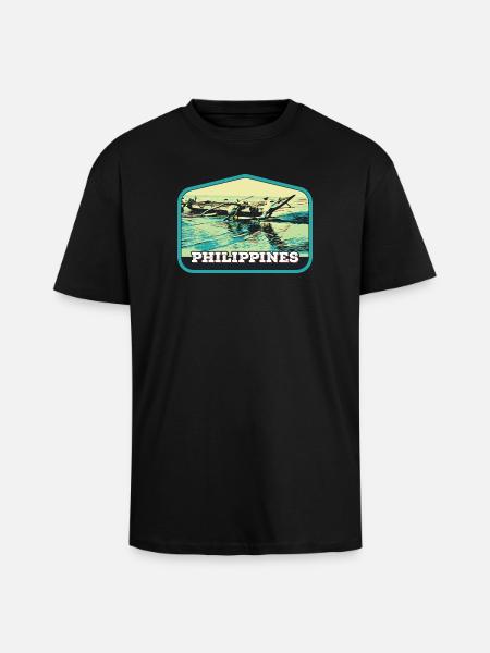 Pêche authentique aux Philippines - T-shirt unisexe oversize épais - noir