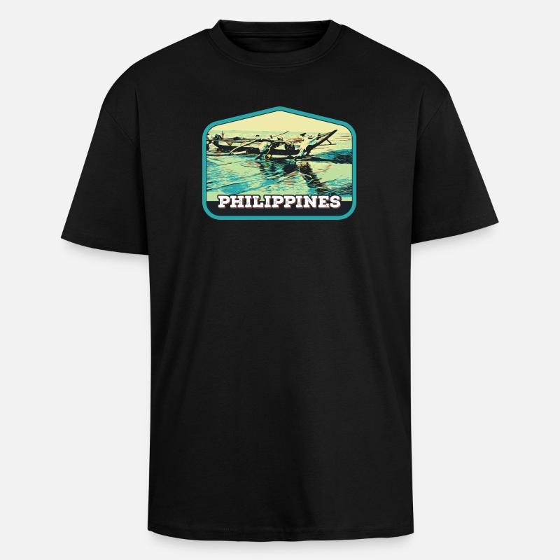 Authentisches Angeln auf den Philippinen - Oversized Heavyweight Unisex T-Shirt - Schwarz
