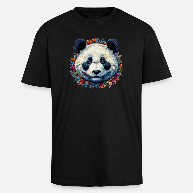 Panda - Oversized Heavyweight Unisex T-Shirt - Schwarz