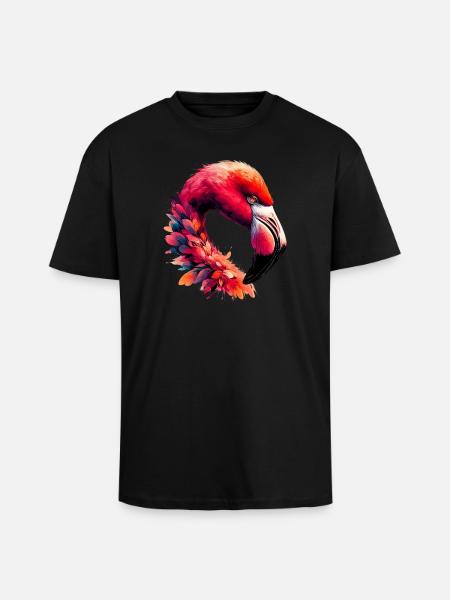Flamant - T-shirt unisexe oversize épais - noir