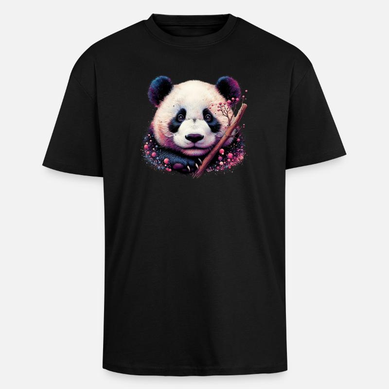 Panda - Oversized Heavyweight Unisex T-Shirt - Schwarz