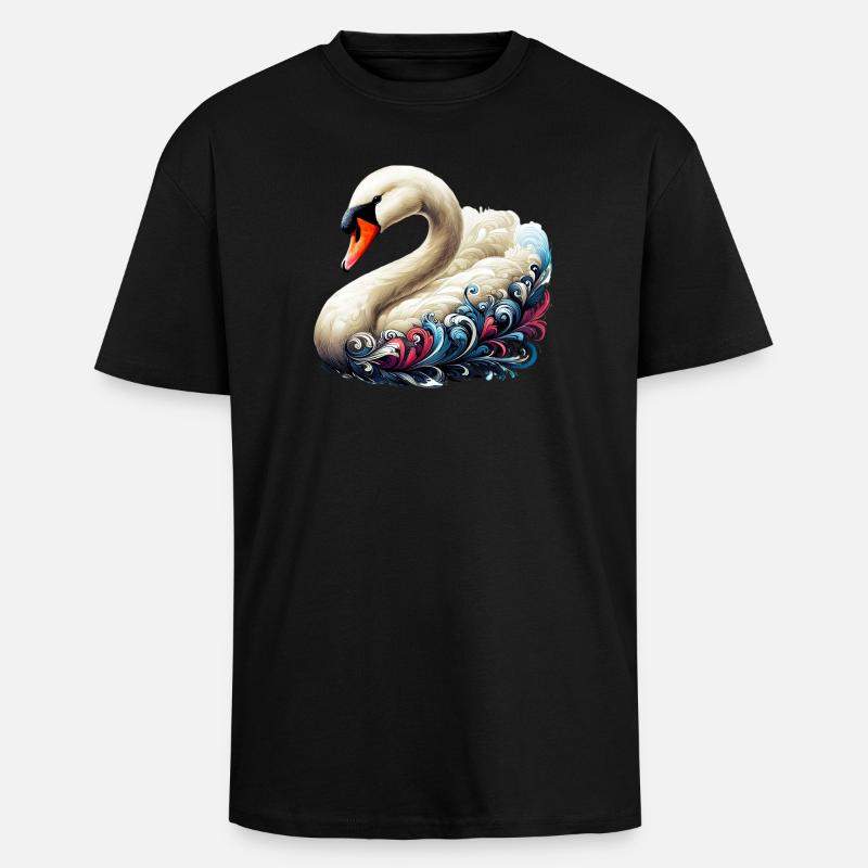 Schwan - Oversized Heavyweight Unisex T-Shirt - Schwarz