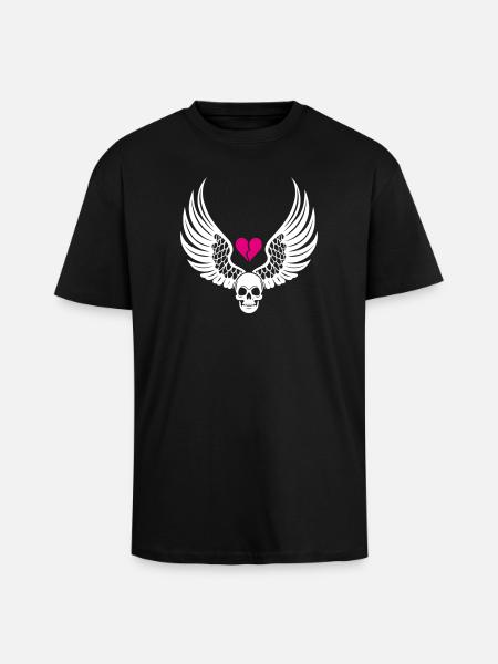 Skull Broken Heart Anti Valentine's Day - Unisex Oversized Heavyweight T-shirt - black