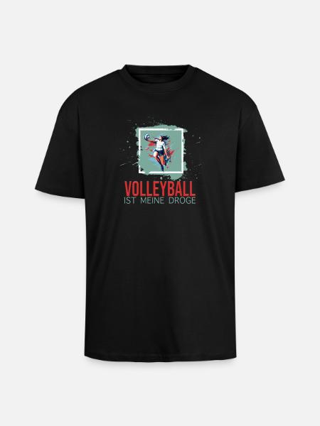 Volleyball ist meine Droge - Oversized Heavyweight Unisex T-Shirt - Schwarz