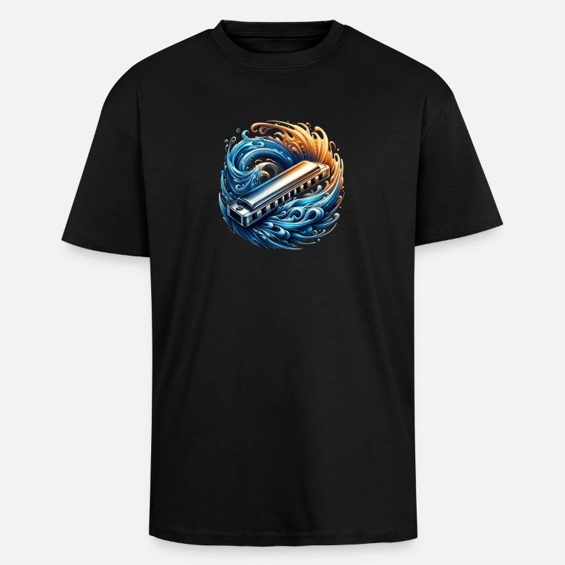 Design abstrait d'harmonica - T-shirt unisexe oversize épais - noir