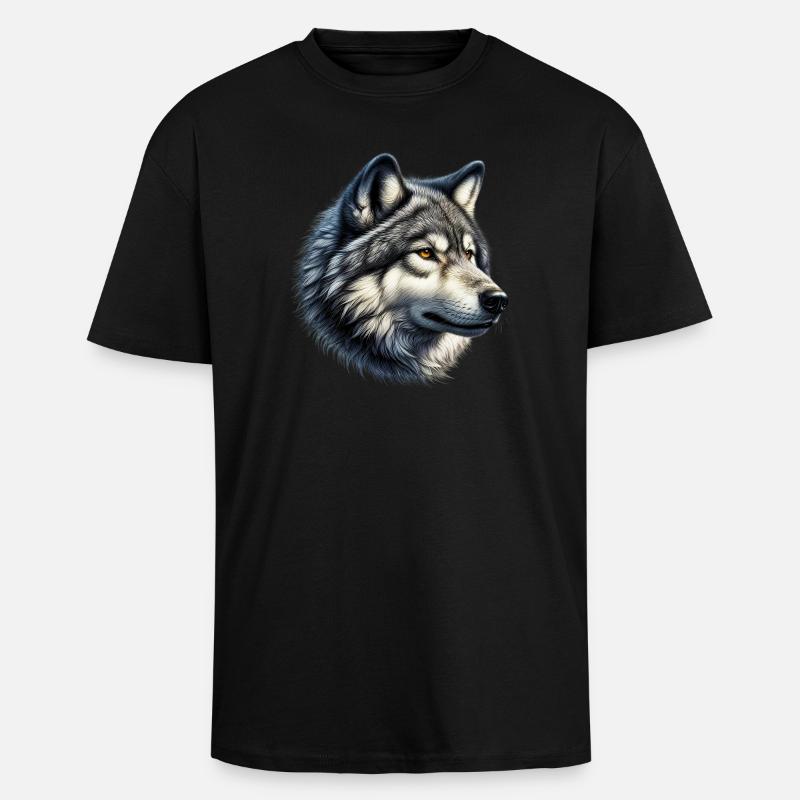 Wolf - Unisex Oversized Heavyweight T-shirt - black