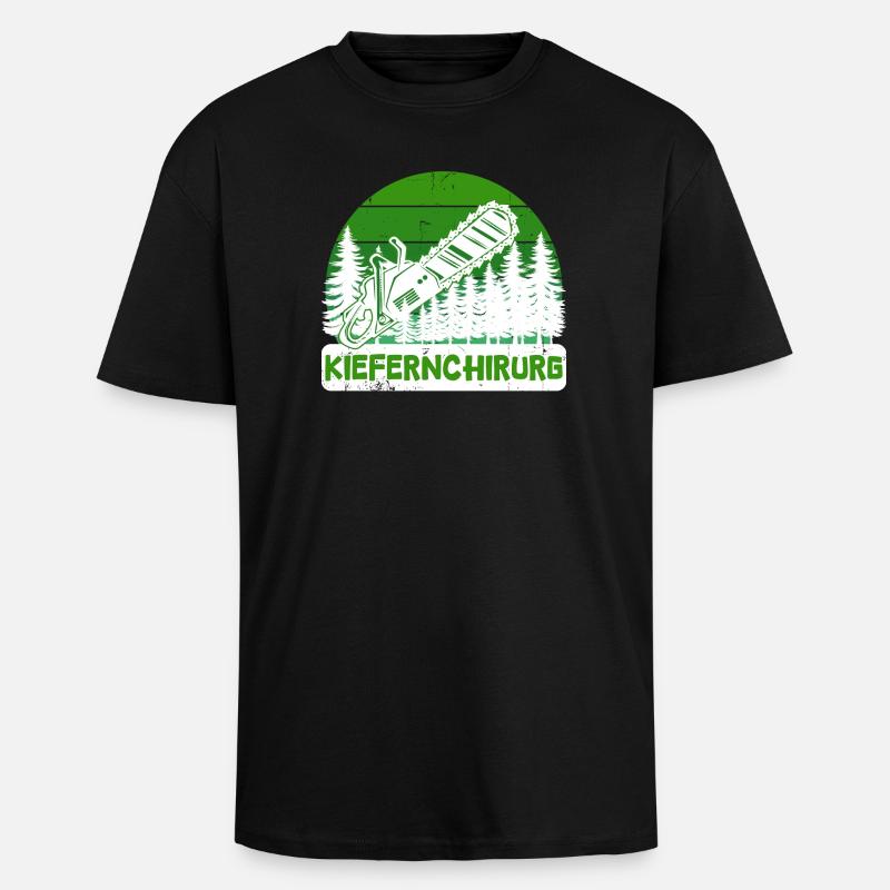 Bûcheron arbre tronçonneuse déclaration boiserie - T-shirt unisexe oversize épais - noir