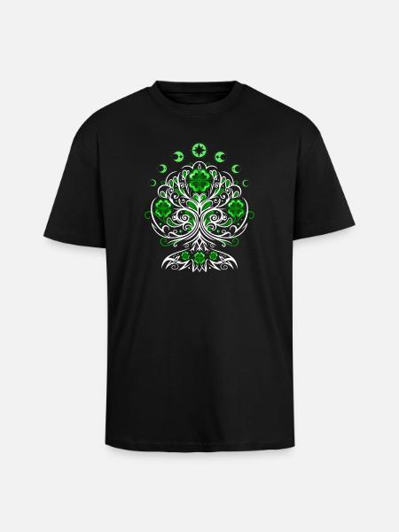 St Patricks Day Lebensbaum mit Mondphasen - Oversized Heavyweight Unisex T-Shirt - Schwarz