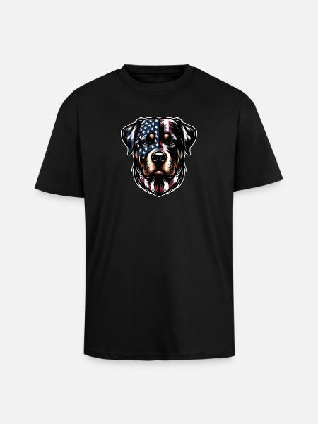 Rottweiler USA dog design - Unisex Oversized Heavyweight T-shirt - black