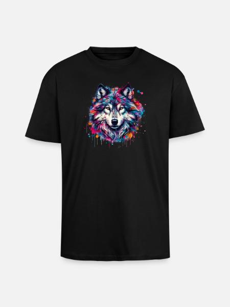 Loup - T-shirt unisexe oversize épais - noir