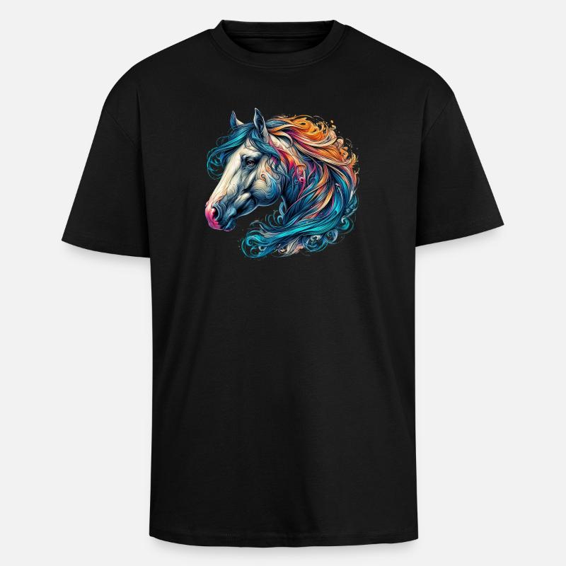 Cheval - T-shirt unisexe oversize épais - noir