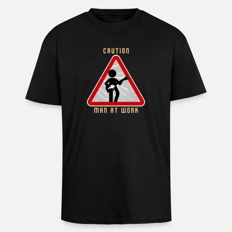 Caution MAN at work - Oversized Heavyweight Unisex T-Shirt - Schwarz