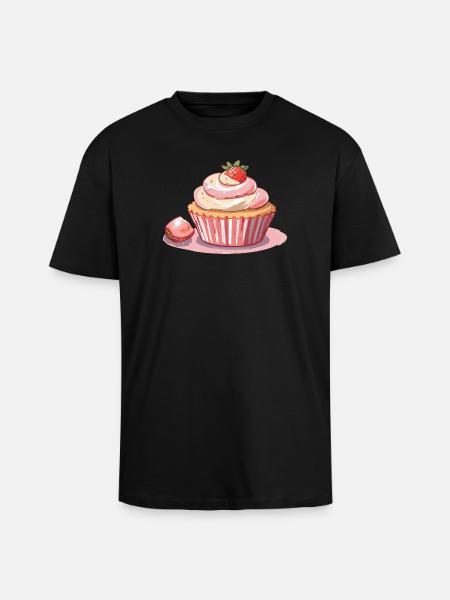 Cupcake Fraise - T-shirt unisexe oversize épais - noir