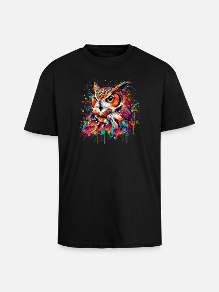 Owl - Unisex Oversized Heavyweight T-shirt - black