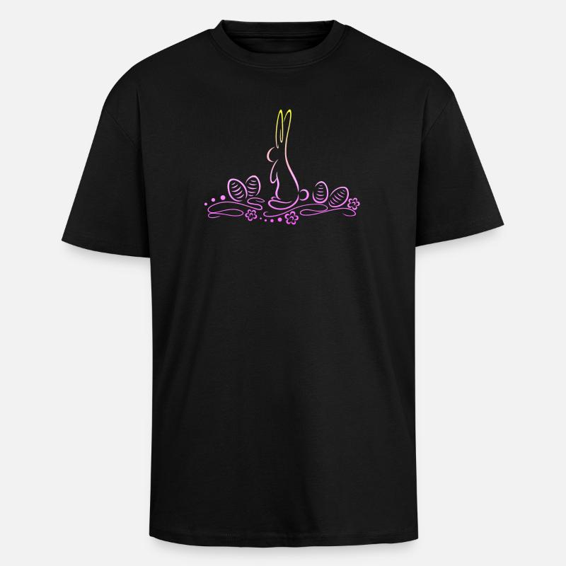 Easter Bunny Silhouette with Easter Eggs - Unisex Oversized Heavyweight T-shirt - black