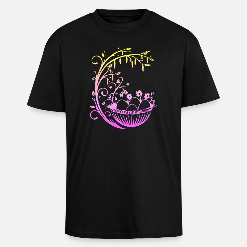 Panier de Pâques Panier de Pâques - T-shirt unisexe oversize épais - noir