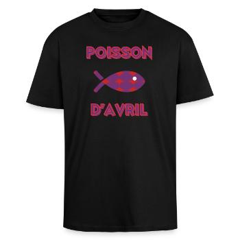 FISH. SARDINE. APRIL FOOL - Unisex Oversized Heavyweight T-shirt - black - Front - Alina (178cm) & Michal (187cm)