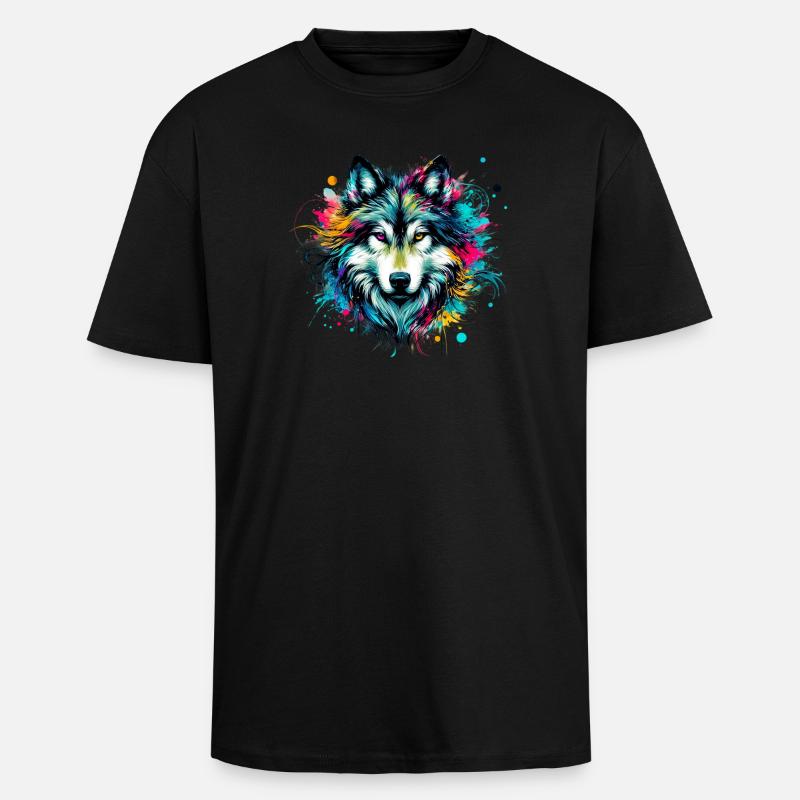 Loup - T-shirt unisexe oversize épais - noir