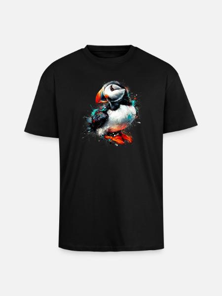Puffin - Unisex Oversized Heavyweight T-shirt - black