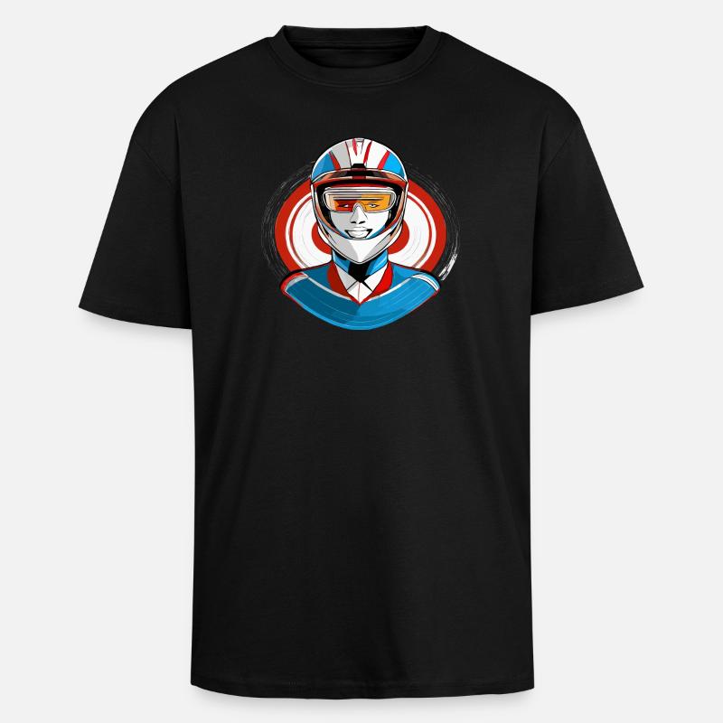 Rennfahrer mit Helm - Oversized Heavyweight Unisex T-Shirt - Schwarz