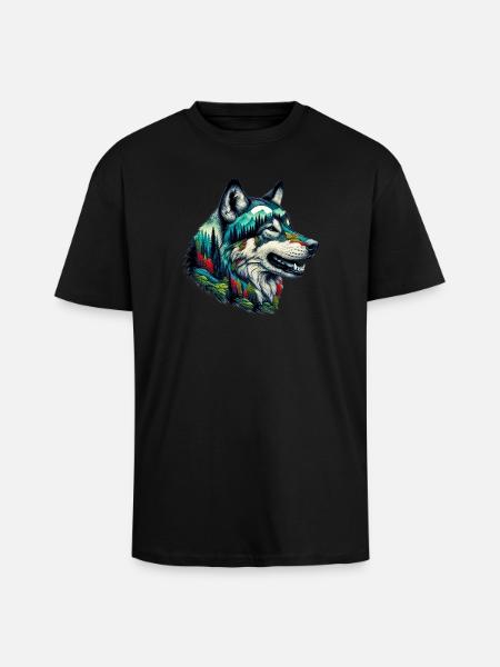 Wolf - Oversized Heavyweight Unisex T-Shirt - Schwarz