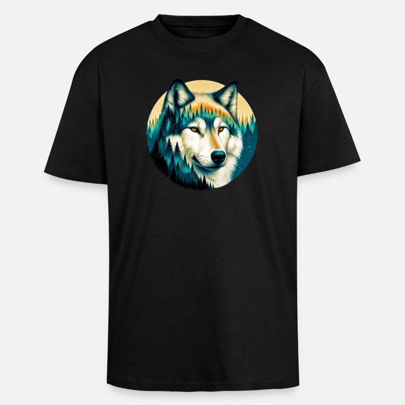 Loup - T-shirt unisexe oversize épais - noir