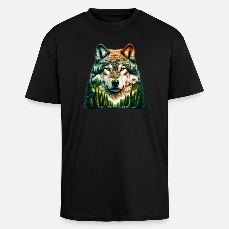 Wolf - Unisex Oversized Heavyweight T-shirt - black