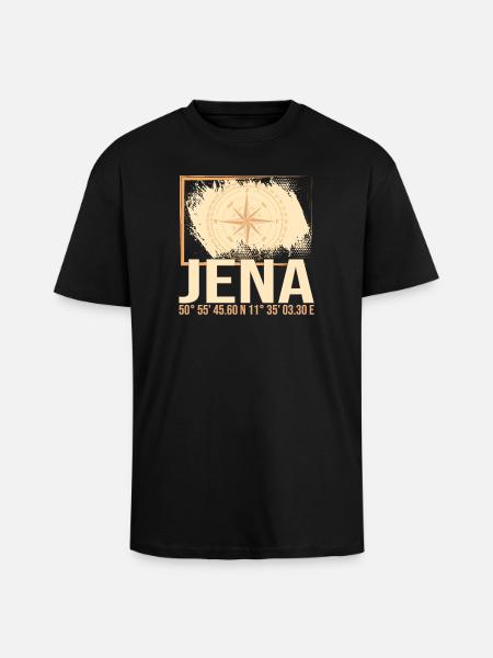 Jena Koordinaten - Oversized Heavyweight Unisex T-Shirt - Schwarz