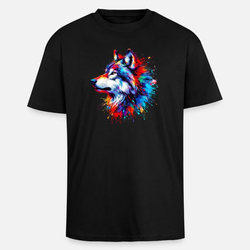 Wolf - Oversized Heavyweight Unisex T-Shirt - Schwarz