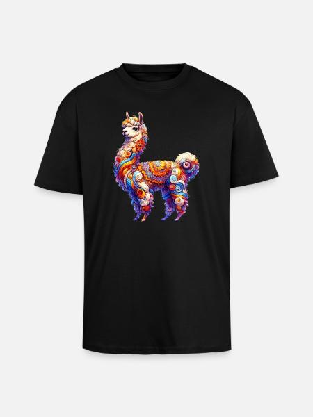 Alpaga - T-shirt unisexe oversize épais - noir