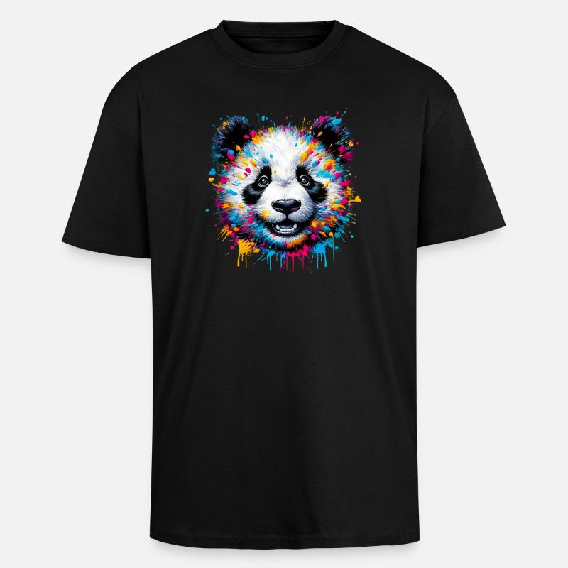 Panda - Oversized Heavyweight Unisex T-Shirt - Schwarz