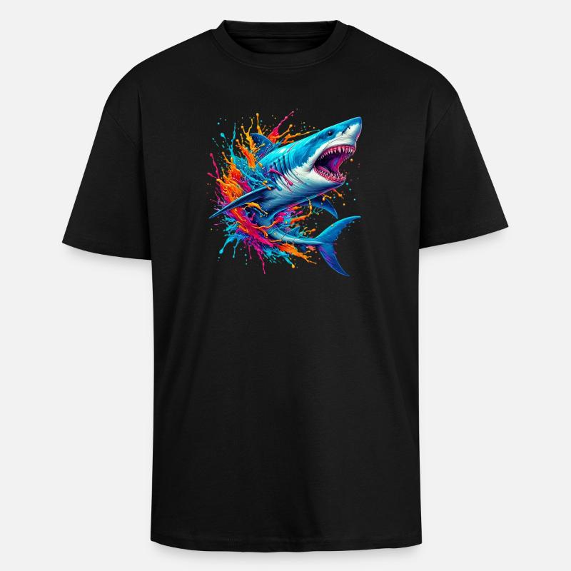 Requin - T-shirt unisexe oversize épais - noir